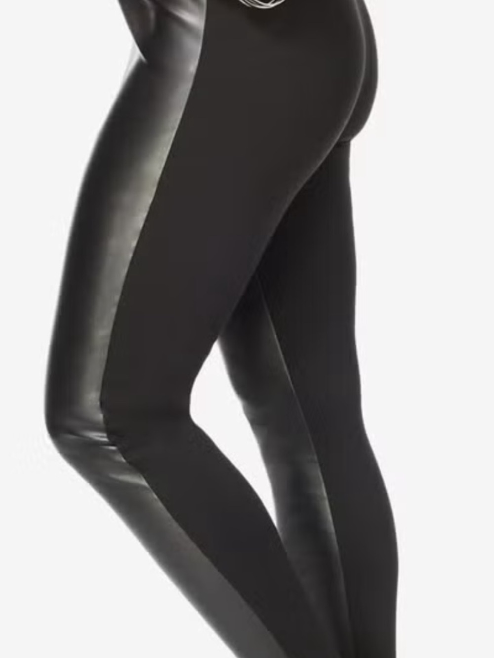 RW&CO. Black Faux-Leather Paneled Leggings